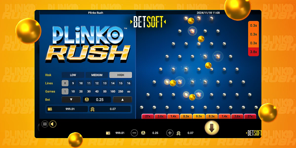 Jogo de demonstração do Plinko Rush